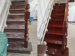 Lijado y barnizado de escalera completa